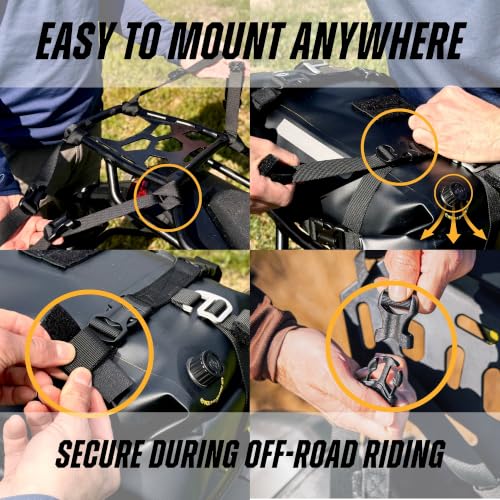 Odinsberg 15L 100% Waterproof Motorcycle Tail Bag – All in one Dry Bag Saddlebag Pannier Backpack Luggage for Sissy Bar Rear Rack and Seat for Motorcycle Dirt Bike Bag ATV ADV - size: 15L/M