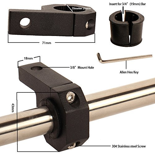 Bar Clamps 3/4 inch, Light Mount Brackets for 0.75" (19mm) Tube Clamp (Pack of 2) - size: 0.75 inch