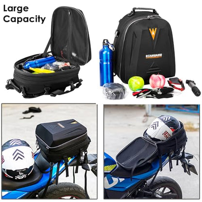 CamGo Motorcycle Tail Bag Waterproof Motorcycling Rear Rack Saddle Bag Expandable Motorcycle Travel Luggage Helmet Cover