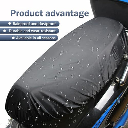 1 PC Motorcycle Seat Cover, 27.55" x 45.27" Rainproof Seat Protector Cover, Breathable Heat Insulation Oxford Cloth Accessories, Universal for Motorcycles (Black #XXL)