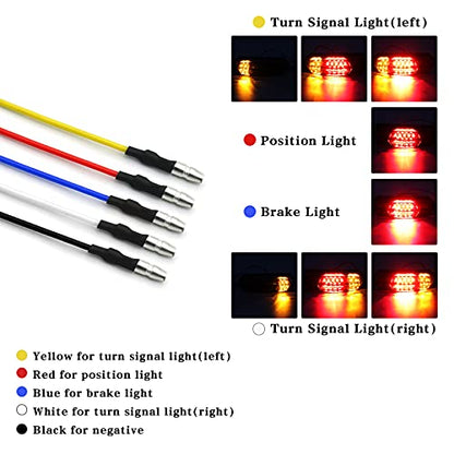 Universal Clear Integrated Motorcycle 25 LED Tail Light with Turn Signal Position Brake-Stop Alert Function for Dirt Bike Buggy Chooper Cruiser ATV(Clear/Stop Alert) - color: Clear/Stop Alert