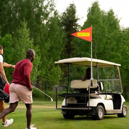 Golf Cart Flag 8.6 x 11.8 Inches Orange Safety Flag with Reflective Strips and PVC Flagpole - color: Orange