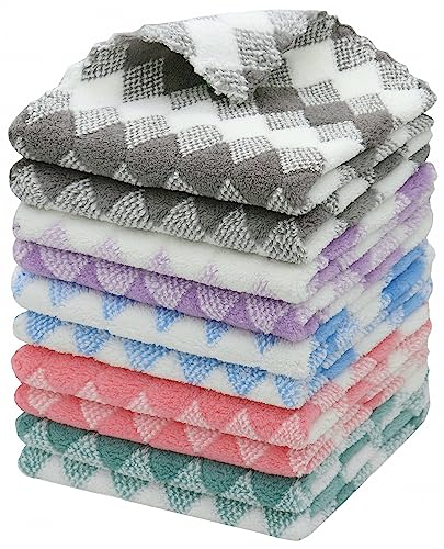Microfiber Cleaning Cloth, 10 Pack Microfiber Rags,12”x12”,Mix Color | Lint Free Dish Cleaning Cloths, Fast Drying Dish Rags For Cleaning, Absorbent Washcloths - color: Mix Color 4