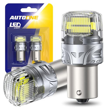 AUTOONE White 1156 LED Light Bulbs, 700% Super Bright & 6500K White 7506 BA15S P21W LED Bulbs for Backup Reverse Signal Blinker Tail DRL Brake Running Parking Lights, 2PCS - color: White, size: 1156/7506