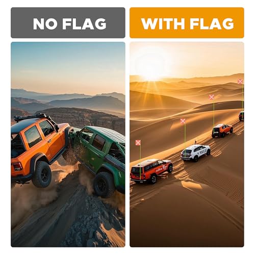 Green Off-Road Safety Whip Flag - Heavy Duty Orange Flag with Reflective Stripes & Gray Pole for ATV, UTV, Dune Buggy, Can be 3.3', 6.6' or 10' - color: Green