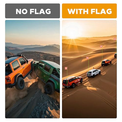 Green Off-Road Safety Whip Flag - Heavy Duty Orange Flag with Reflective Stripes & Gray Pole for ATV, UTV, Dune Buggy, Can be 3.3', 6.6' or 10' - color: Green
