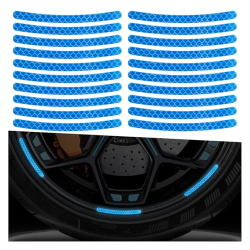 ZIMISI 20PCS Car Wheel Stripe Reflective Stickers, Anti-Scratch Rim Decals for Vehicles, Night Safety Warning Tape Decal, Car Wheel Decorative Stripe Stickers for Motorcycles, Bicycles (Sky Blue) - color: Sky Blue