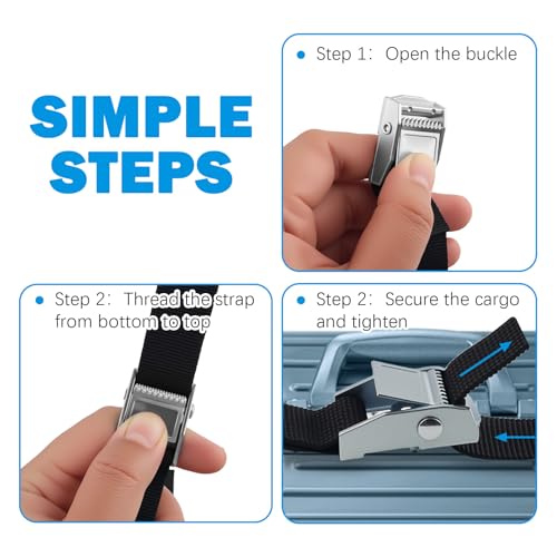 4PCS 59"x0.8" Tie Down Straps,Heavy Duty Lashing Straps with Metal Buckles for Securing Luggage,Camping Gear,Adjustable Cam Buckle Strap as Cargo Strap for Truck SUV