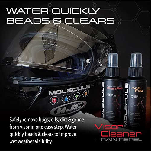 Molecule Helmet Rain Repel | Premium Helmet Care | Improved Wet Weather Visibility for Helmets, Visors, and Goggles | 4 Ounces