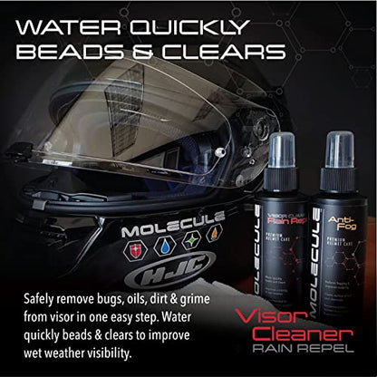 Molecule Helmet Rain Repel | Premium Helmet Care | Improved Wet Weather Visibility for Helmets, Visors, and Goggles | 4 Ounces