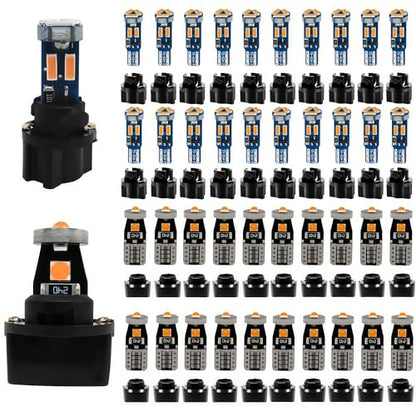 WLJH 40-Pack 194 168 T10 T5 LED Bulbs With Sockets, Non-Polarity Dimmable, Dashboard Dome Map License Plate Trunk Parking Light Upgrade,300 LM Interior & Exterior Replacement, Yellow Bright - color: Yellow