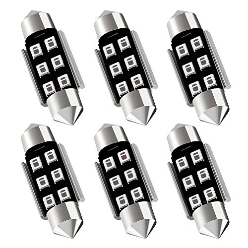 AUXLIGHT 6418 6411 DE3425 C5W DE3423 36MM 1.42”Festoon Canbus Error Free LED Interior Light Bulbs Brilliant Red, Super Bright 6SMD Chips for Dome Map Door Courtesy License Plate Lights (Pack of 6) - color: Brilliant Red, size: 36MM