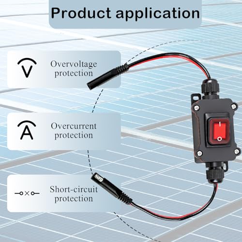 DC 12V Inline Toggle Switch, 12AWG Waterproof SAE to SAE Cable with on/Off Switch, Quick Connect/Disconnect Red Light Button, Suitable for Camping All Terrain Vehicles, RVs, Motorcycles, Solar Panels