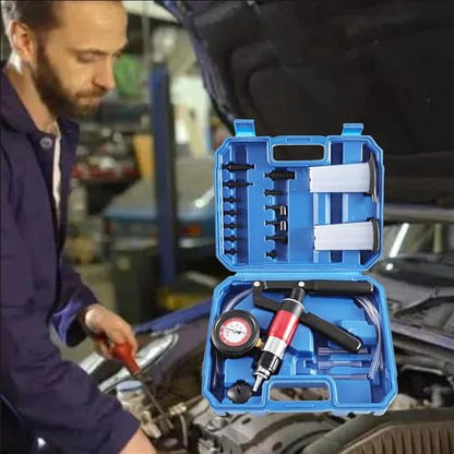 23PCS Brake Bleeder Kit Handheld Vacuum Pump Tester with Adapters and 2 Reservoir Bottles Automotive Brake for Car Truck Motorcycle (Blue) - color: 1-blue