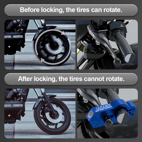 JAGASOL Motorcycle Lock & Helmet Lock Combo, Anti Theft Handlebar Lock, Max 1.5'', Blue - color: Blue