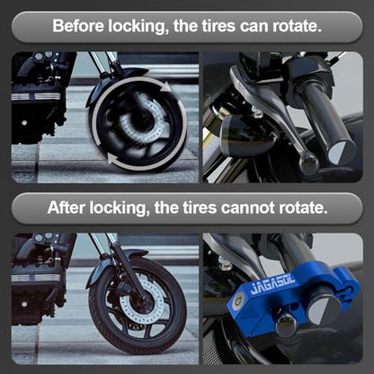 JAGASOL Motorcycle Lock & Helmet Lock Combo, Anti Theft Handlebar Lock, Max 1.5'', Blue - color: Blue