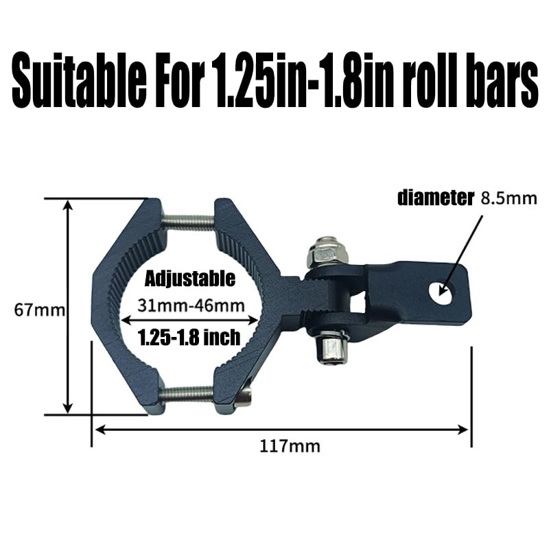 Motorcycle Spotlight Bracket, 2PCS Headlight Holder, Heavy-Duty Tube Clamp Mounting Bracket for 31mm-46mm ATV UTV Roll Bar (1.25-1.8 inch) - size: 1.25-1.8 inch
