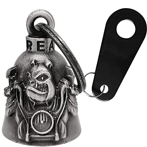 Dream Apparel Motorcycle Bell Guardian Angel Drive Away Gremlin, Biker Bell for Men Women Rider Riding, Good Luck Gift - color: Bulldog & Bike & I Rode Mine