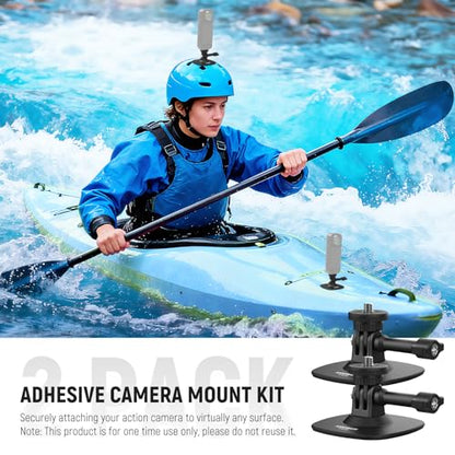 NEEWER Adhesive Mount 2 Pack Compatible with Insta 360 GoPro DJI AKASO Action Camera, 180° Flexible Car Helmet Holder Base Adapter for POV Video Recording Live Streaming, for 1/4" Accessories, CA159 - style: CA159（2-Pack）