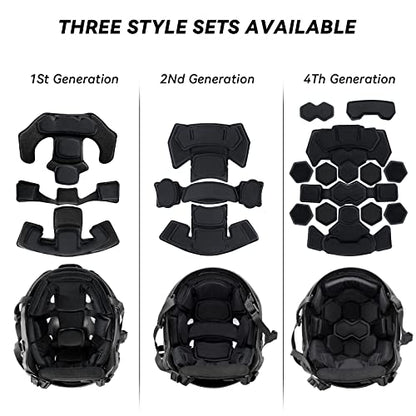 Tactical Helmet Pads - Universal Replacement Internal Memory Foam Pad Inserts for ACH, MICH, EXF Helmets - color: 2nd-Black