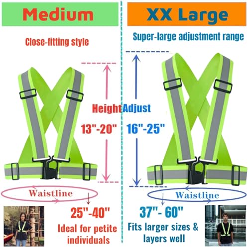 2.0 IN High Visibility Reflective Safety Strap for Construction, Running, Cycling - color: 2pc-yellow, size: XX-Large