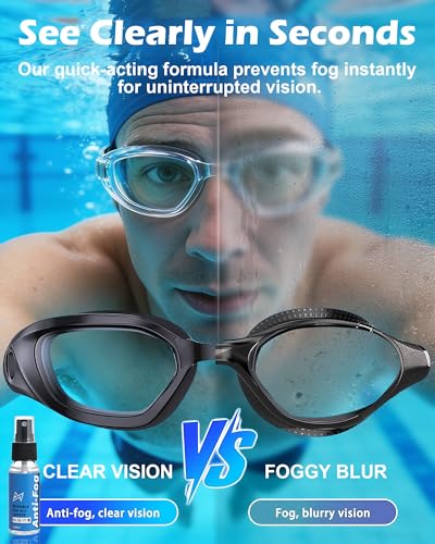 Safe Anti Fog Spray for Swim Goggles Glasses, 2 Pack Quick and Long-Lasting Defogger for Eye Glasses Swim Goggles Ski Goggles Snorkel Mask Scuba Diving Mask Motorcycle Helmet Visor Hockey Shield