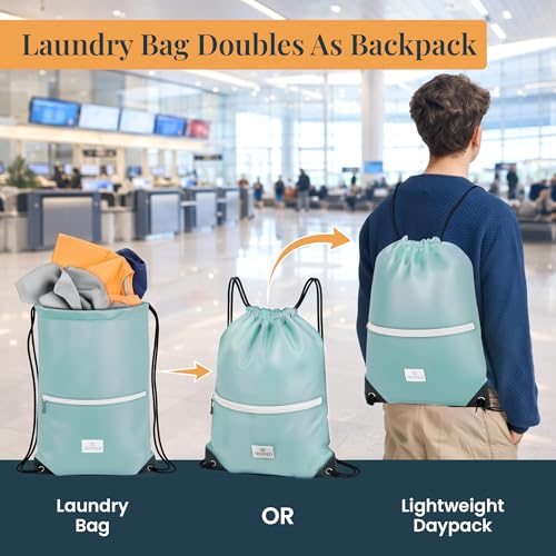Extra Large Compression Packing Cube 6 Piece Set for Travel and Check Luggage by TRIPPED Travel Gear - color: Teal and White