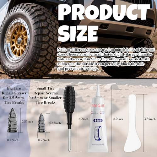 60ML*1 Tire Repair Glue Kit, 30 PCS Tire Repair Rubber Nails，for Vacuum Tires Puncture Repair on Cars, Motorcycles, Trucks, and Tractors, Tire Plug kit.