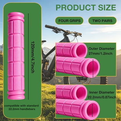 2 Pairs Bike Handlebar Grips for Bikes - color: Black and Pink