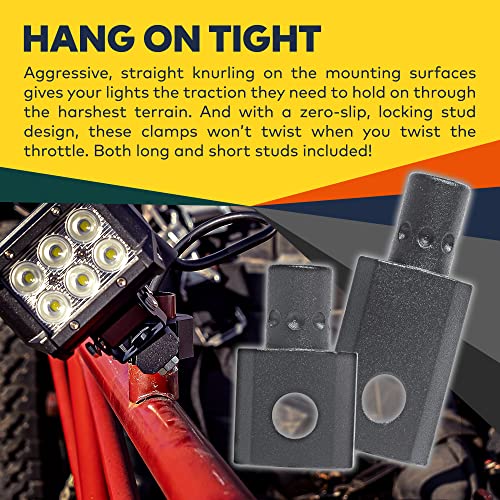 LAMPHUS Off-Road ATV UTV Light Bar Mounts Mounting Bracket Clamp Kits [1"/1.5"/1.75"/2" Inch] [360-Degree] [2 x Stud Size] Aluminium Unit Bull Roll Cage Clamps Mount - size: 2-Pack (Standard)