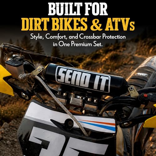 SEND IT Handlebar Pad with FREE GRIP DONUTS - Universal Fit for Dirt Bikes and ATVs Crossbar by ThrottlePak (BLACK, ROUND) - color: Round