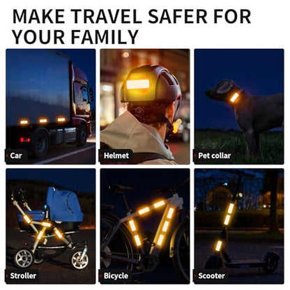 50 Pcs Super Reflection Reflective Stickers Made of 3M DG3, Yellow Outdoor Waterproof Safety Reflective Tape for Car/Bike/Mailbox/Helmet/Truck - Safety Stickers Yellow - color: Fluorescent Yellow 50pcs
