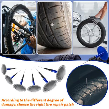 Frienda 24 Pcs Tire Repair Patch Plug 1/6" x 1 3/8", 1/4" x 1 3/4" and 3/8" x 2 3/8" Dipped Stem Rubber Tire Repair Patch Mushroom Plug Kit Rubber for Vehicle Car Motorcycle Bicycle Truck Bus - size: 1/6" x 1 3/8", 1/4" x 1 3/4" and 3/8" x 2 3/8"