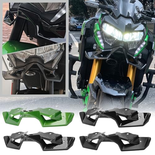 Motorcycle Sport Downforce Naked Spoilers Aerodynamic Wing Deflector Front Spoiler Beak Nose Lower Headlight Cover fit for Ka&wa&sa&ki Z 900 Z900 2020-2024 (Carbon Fiber Look) - color: Carbon fiber look