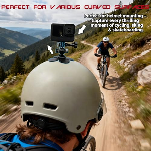 Niewalda Helmet Mount for Insta360 with 17mm Ball Adapter, 4-Leaf Flexible Adhesive Mount for Motorcycle Helmet Camera Mount, 360° Rotating Sticky Mounts for GoPro, Vlogging & Cycling