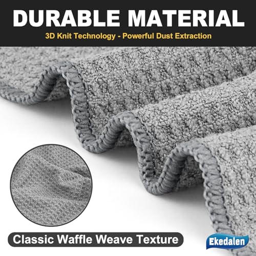 Microfiber Cleaning Cloth Waffle Weave for Dusting Absorbent Towel Quick Drying Dust Rags Household Kitchen, Lint Free Streak Free, 6 Pack,12 x 12 Inches, Grey - color: Grey, 12 X 12 Inch