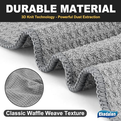 Microfiber Cleaning Cloth Waffle Weave for Dusting Absorbent Towel Quick Drying Dust Rags Household Kitchen, Lint Free Streak Free, 6 Pack,12 x 12 Inches, Grey - color: Grey, 12 X 12 Inch