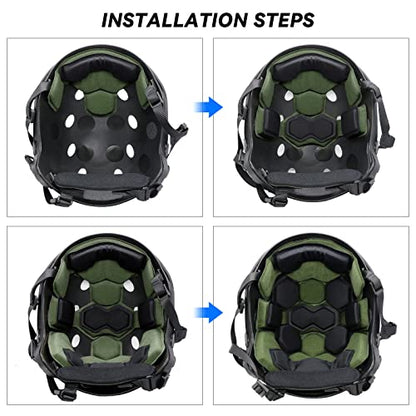 Tactical Helmet Pads - Universal Replacement Internal Memory Foam Pad Inserts for ACH, MICH, EXF Helmets - color: 4th-Green