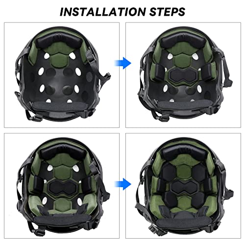 Tactical Helmet Pads - Universal Replacement Internal Memory Foam Pad Inserts for ACH, MICH, EXF Helmets - color: 4th-Green
