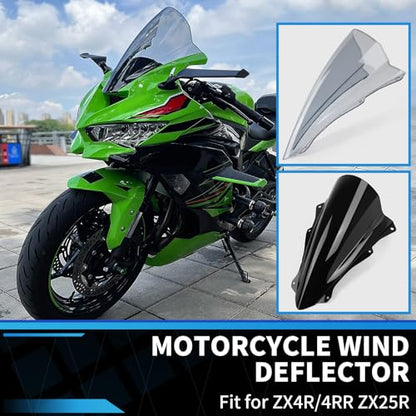 Motorcycle Windscreen Windshield Motorcycle Front Fairing Flyscreen Wind Deflector Windshield Spoiler Compatible with Kawasaki Ninja ZX-4R/4RR 2023 2024 Ninja ZX-25R 2021-2024 (Black Smoke) - color: Black Smoke