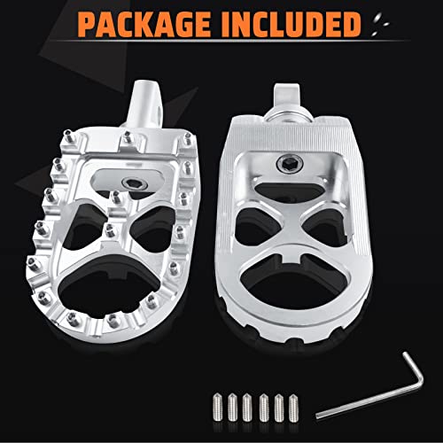 StarknightMT CNC Wide Fat Footpegs 360° Roating MX Foot Pegs Chopper Bobber Style Compatible with Harley Dyna Fatboy Sportster Iron 883 (Silver) - color: Silver