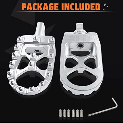 StarknightMT CNC Wide Fat Footpegs 360° Roating MX Foot Pegs Chopper Bobber Style Compatible with Harley Dyna Fatboy Sportster Iron 883 (Silver) - color: Silver