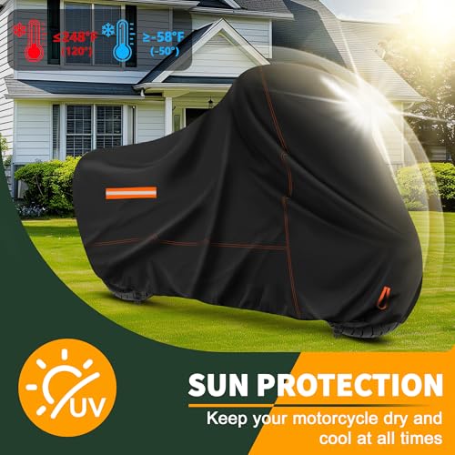 Enzeno Motorcycle Cover 210D Oxford Fabric Motorcycle Covers Waterproof Outdoor Windproof Dustproof Moped Cover with snap Fastener 245x105x125cm Motorcycle tarp Motorbike Cover Black - size: 245x105x125 cm