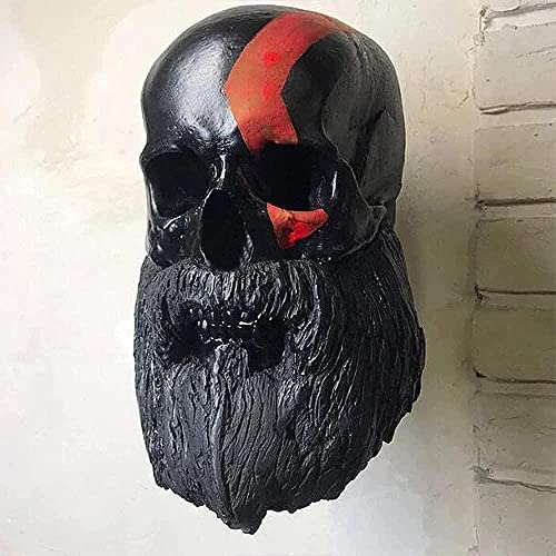 Personalized Cool Wall Mount Motorcycle Skull Helmet Holder, Skull with Beard-Helmet Rack,Removable Resin Crafts Motorcycle Helmet, Hanger for Coats, Bike,Baseballs and Rugby Helmet Caps, - color: A