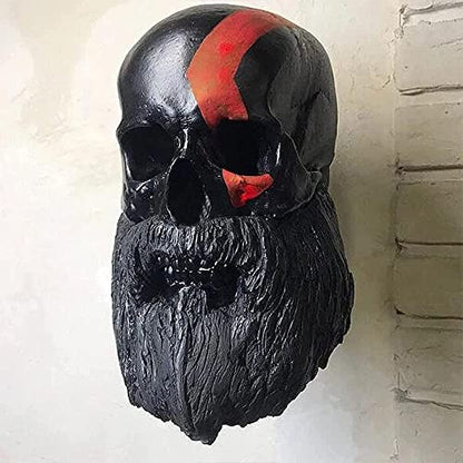 Personalized Cool Wall Mount Motorcycle Skull Helmet Holder, Skull with Beard-Helmet Rack,Removable Resin Crafts Motorcycle Helmet, Hanger for Coats, Bike,Baseballs and Rugby Helmet Caps, - color: A