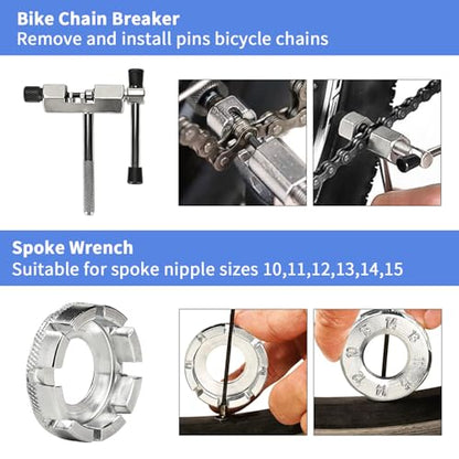 Bike Tool Kit, Professional Bike Repair Tools for Mountain Bike with 3-in-1 Cassette Remover Wrench Crank Puller Extractor Bottom Bracket Freewheel Remover Chain Breaker - color: 6 Pcs