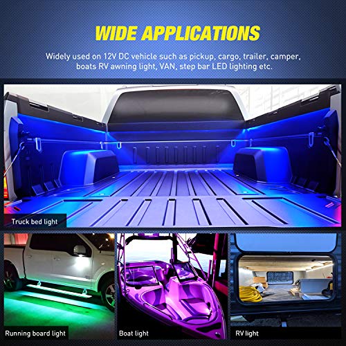 Nilight - TL-31 2PCS 60Inch RGB Truck Bed Light Strip Kit 180 LED RF Remote Control with On Off Switch Blade Fuse 2Way Splitter Extension Cable for Cargo Pickup Truck SUV RV Boat, 2 Years Warranty - color: 2Pcs 60Inch RGB Bed Strip w/Remote