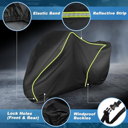 X AUTOHAUX 230cm/91" Motorcycle Cover Waterproof for Harley-Davidson Sportster S/Iron 883 Heavy Fabric Outdoor Sun UV Rain Dust All Weather Protection Motorbike Cover Black - size: 230*95*125cm