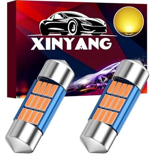 XINYANG 2PCS DE3175 Festoon LED Car Bulb 31mm 1.22in Canbus No Error LED Light Bulb Extremely Bright 12SMD 4014 Chipsets DE3021 LED Lamp for License Plate Dome Map Door Courtesy Lights,Amber - color: Amber, size: DE3175 31mm