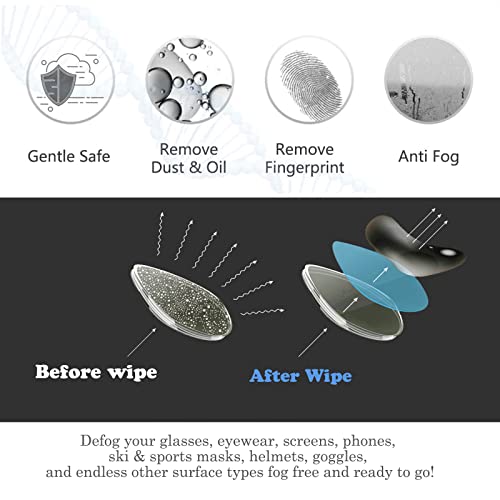 Anti-Fog Eyeglasses Cleaning Cloth, Anti Fog Wipe for Glasses Goggles Motorcycle Helmet Camera Lens, Reusable 500 Times(3 Packs)